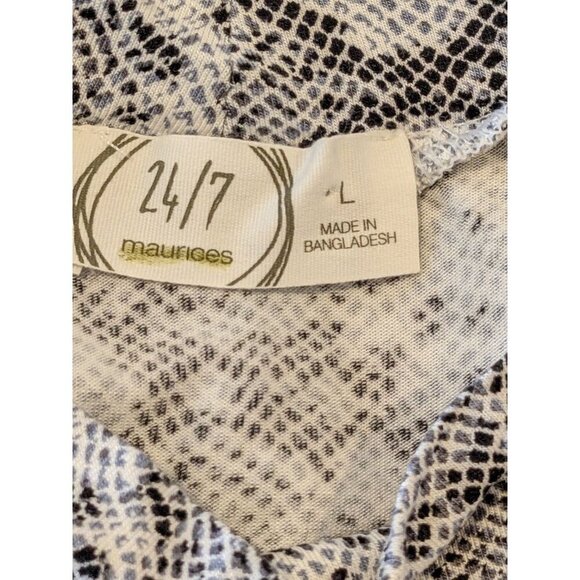 Maurices Womens Long Sleeve Top Size L White Gray Snakeskin Mock Neck Stretch - Picture 5 of 6